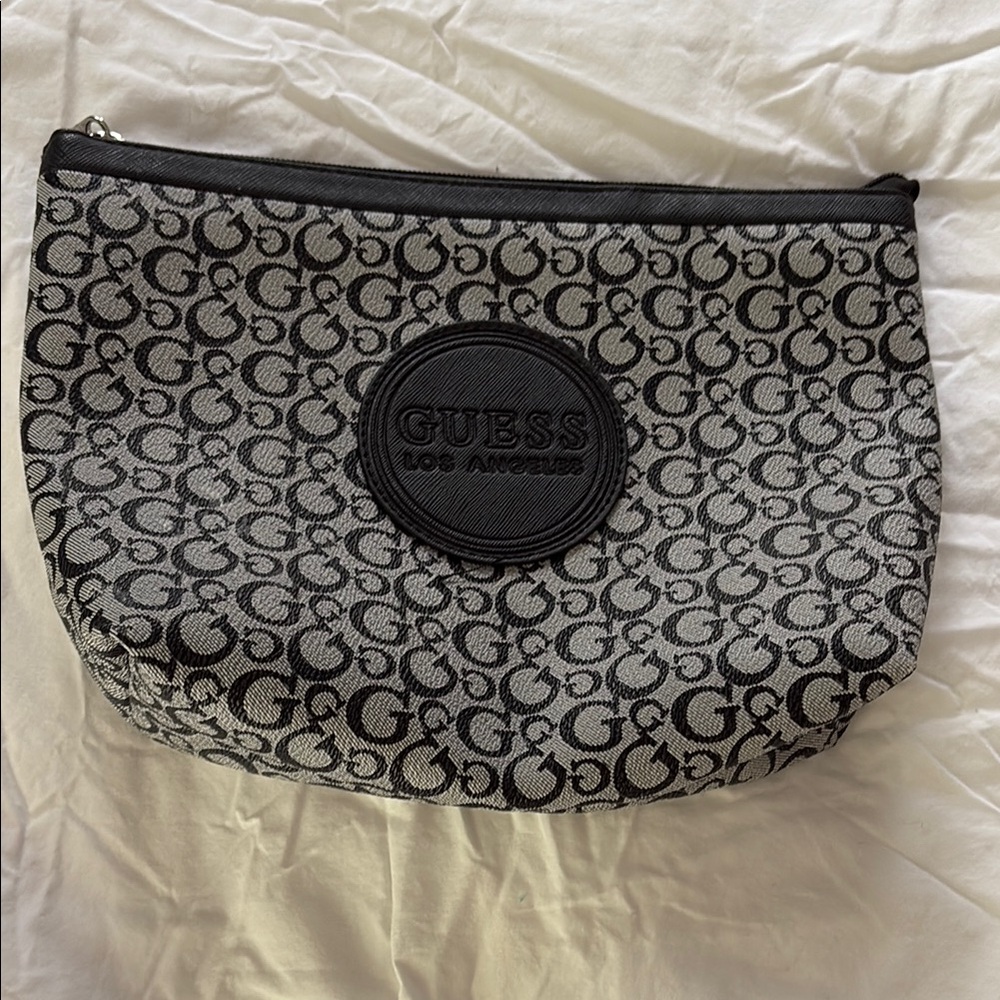 GUESS Black and Gray Logo Pouch
